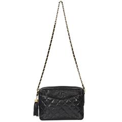 Black Vintage Chanel Quilted Lizard Bag