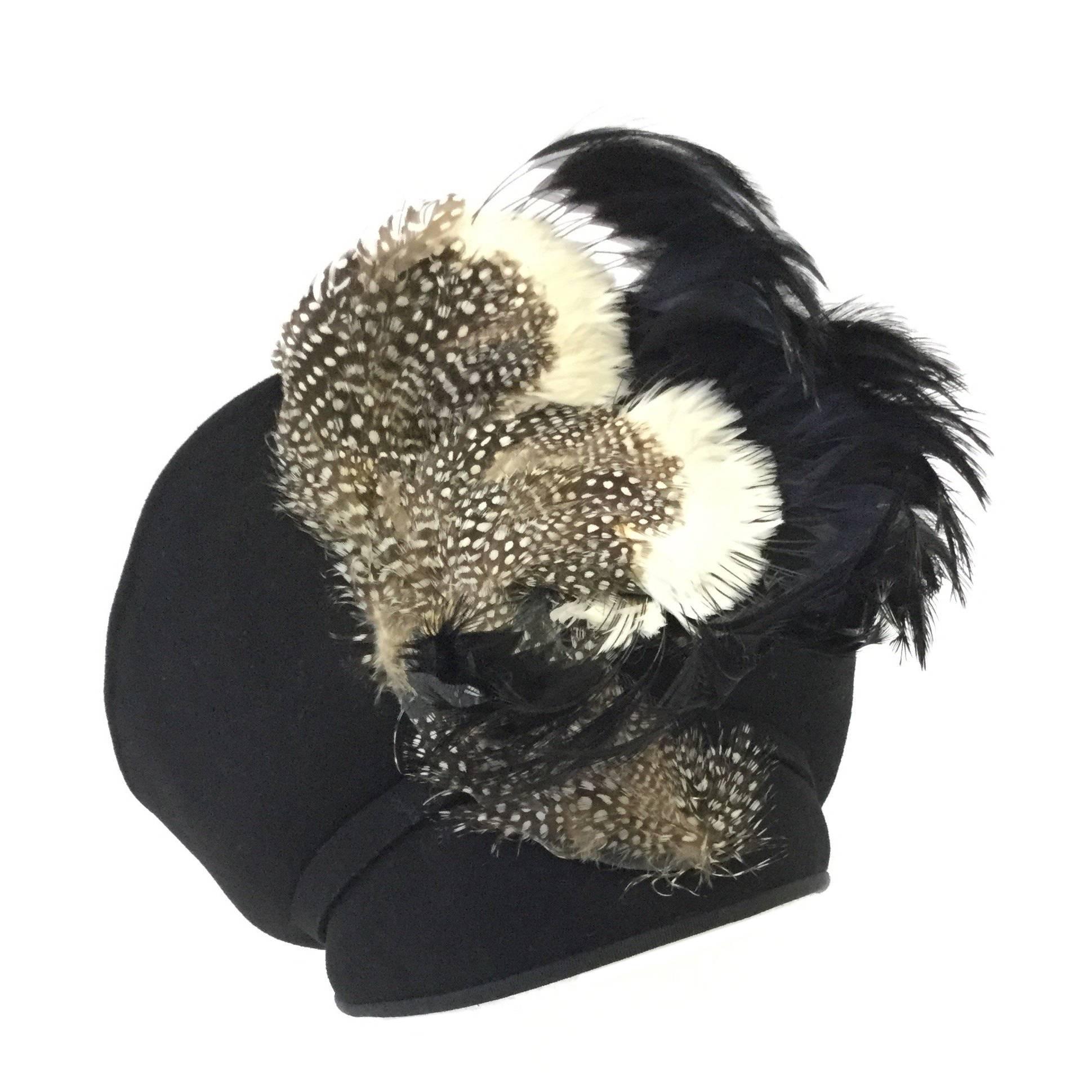 1960s Jack McConnell Sculptural Guinea Fowl Feather Hat For Sale