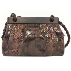 Suarez New York Vintage Italian Cinnamon Brown Python Shoulder Bag