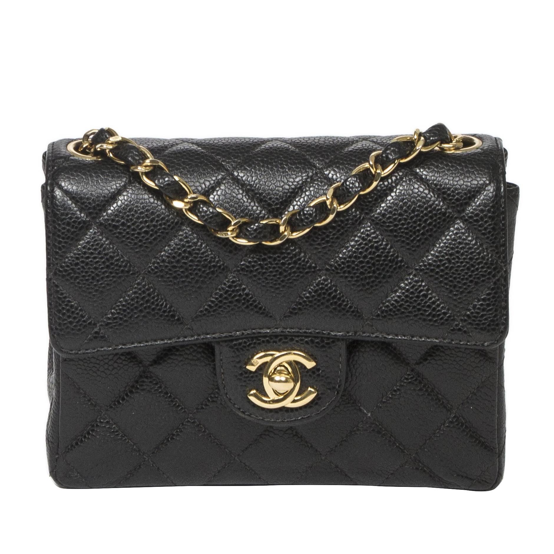 Chanel - Classic Mini Flap Black Quilted Caviar