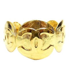 Vintage Chanel Gold Metal Bangle, Cuff Bracelet