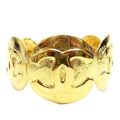 Vintage Chanel Gold Metal Bangle, Cuff Bracelet 6