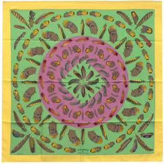 Hermes Carre 100% Silk "Plumes II" Designed by Henri de Linarès 2016