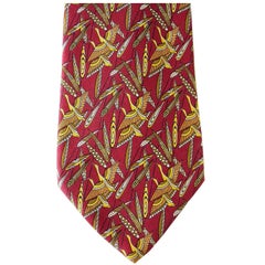 SALVATORE FERRAGAMO Tie Red w/ Geese in Flight Rare