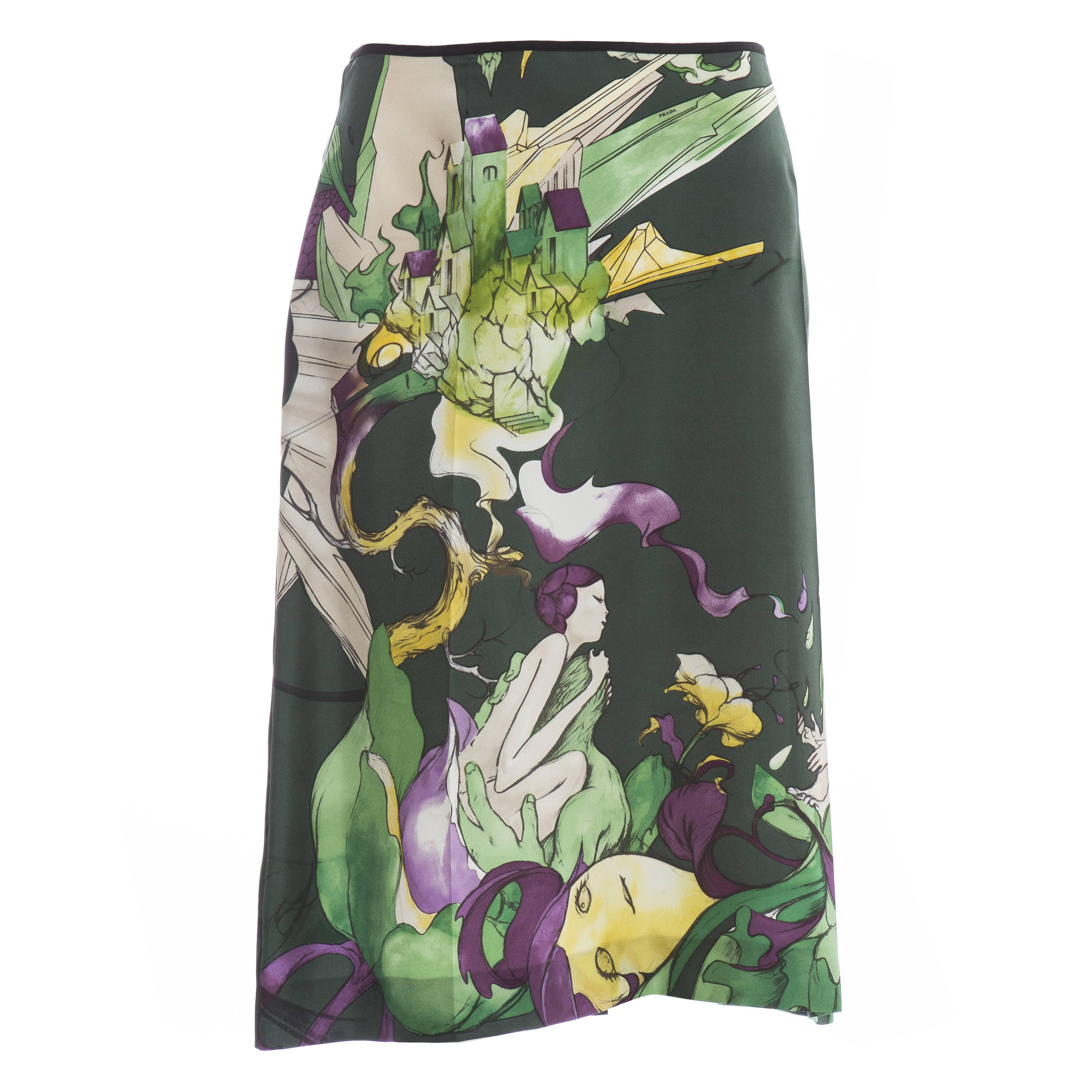 Prada Silk Skirt With James Jean Fairy Print, Spring - Summer 2008
