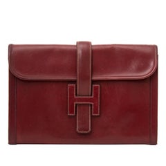 Hermes Bordeaux Jige Clutch