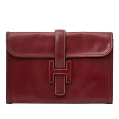 Hermes Bordeaux Jige Clutch 8