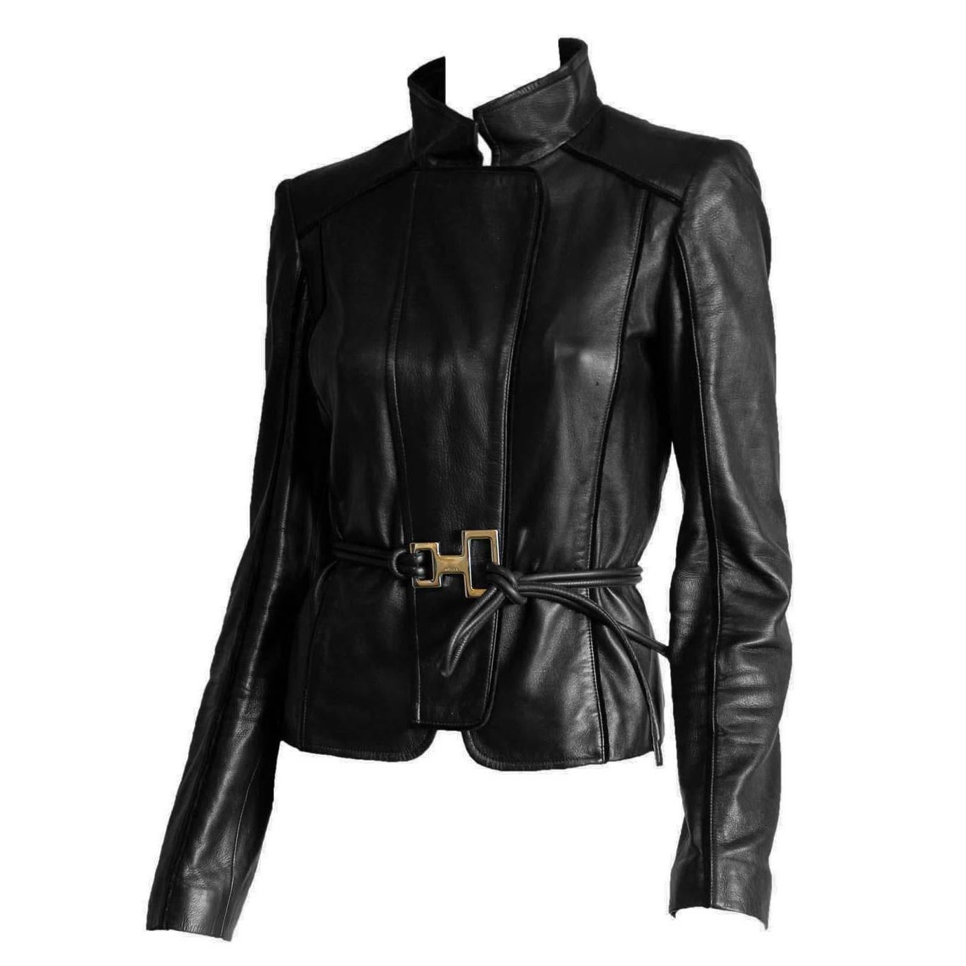 Free Shipping: Rare Tom Ford Gucci FW 2004 Black Leather Runway Moto Jacket! 42