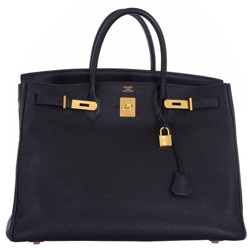 Hermes Birkin Bag Black 40CM Togo Leather Gold Hardware For Sale