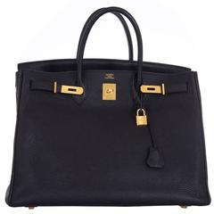 Hermes Birkin Bag Black 40CM Togo Leather Gold Hardware