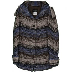Chanel Blue & Grey Heavy Knit Sweater Coat sz FR40