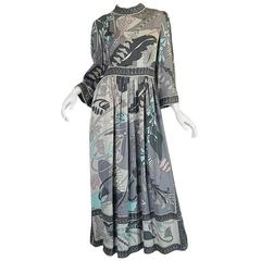 1960s Grey & Pastel Printed Bessi Silk Jersey Dress 2
