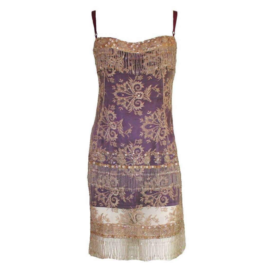 DOLCE & GABBANA Carrie's SATC 1990s Couture Hand-Embroidered Corset Dress 40 For Sale