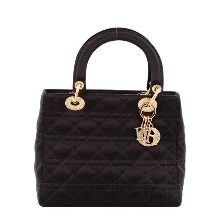Christian Dior Vintage Lady Dior Handbag Cannage Quilt Satin with — free download