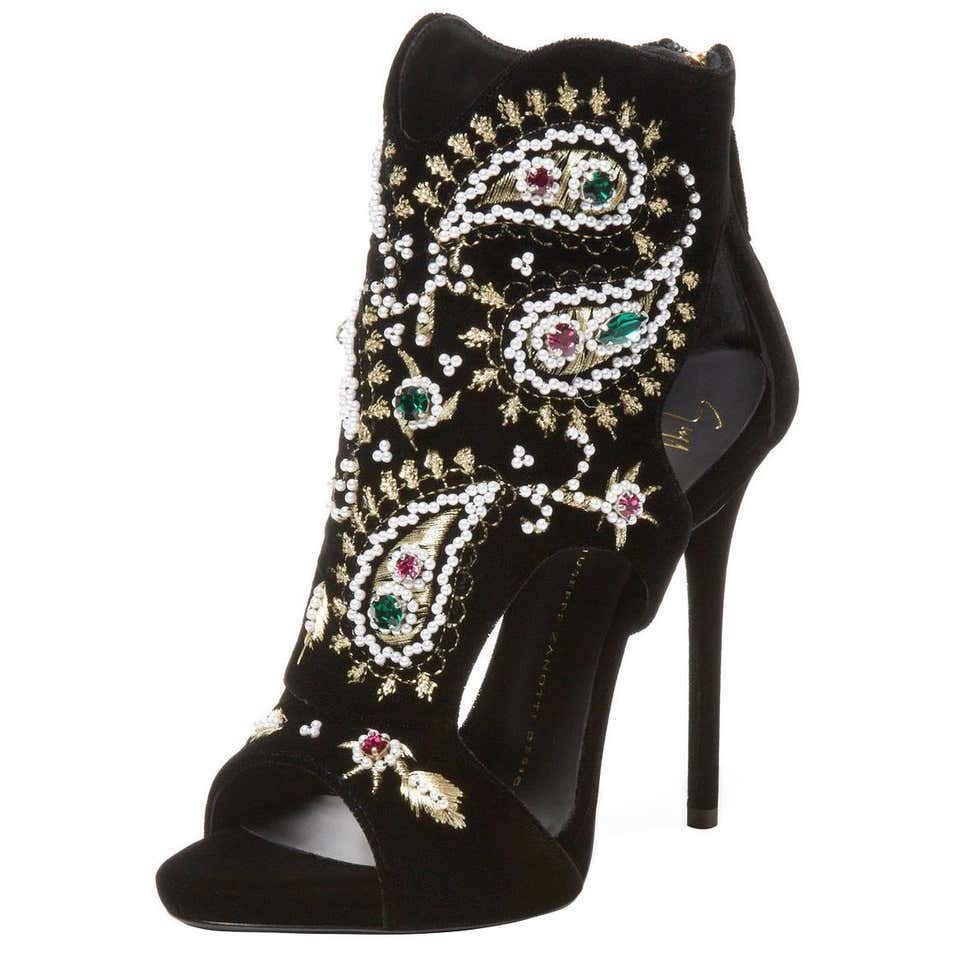 Giuseppe Zanotti NEW and SOLD OUT Black Embellished Bead Jewel Heels in ...