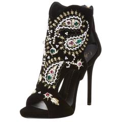 Giuseppe Zanotti NEW & SOLD OUT Black Embellished Bead Jewel Heels in Box