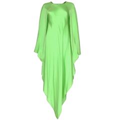Green silk gown by Oscar de la Renta