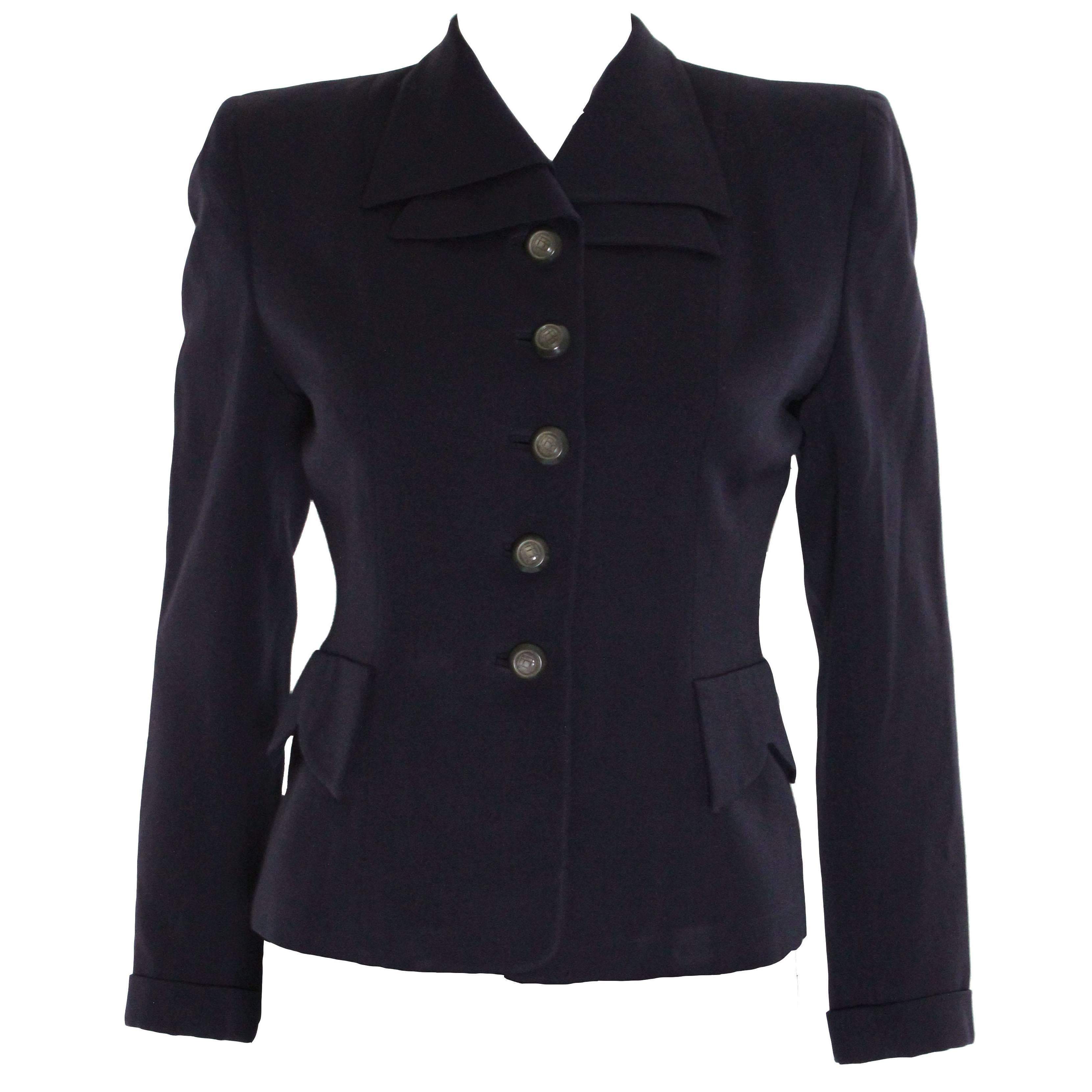 1940s Dark Navy Double Collared Jacket