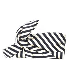 Valentino Black & Cream Stripe Bow Satin Clutch Bag
