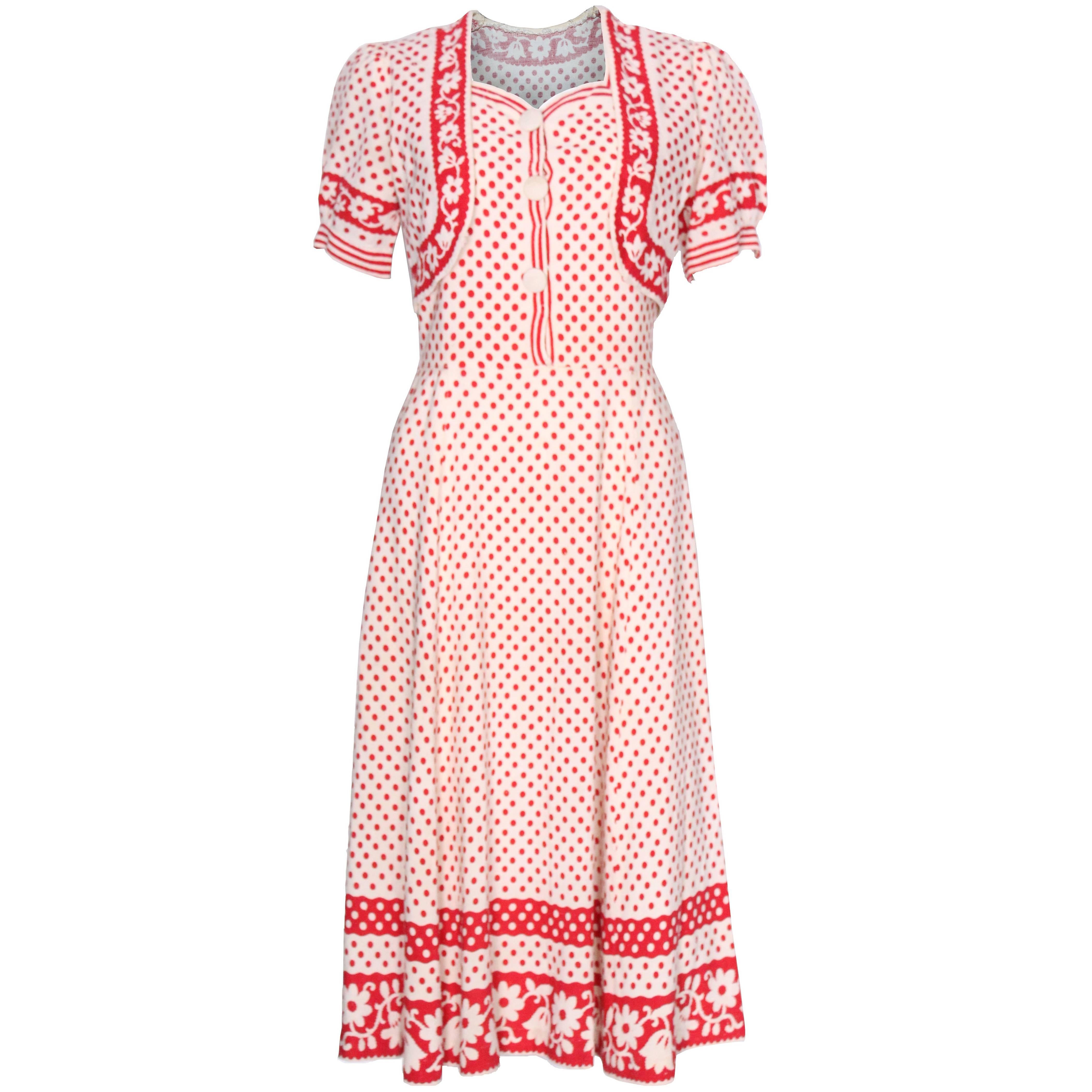 1940s Red & White Polka Dot Tea Dress