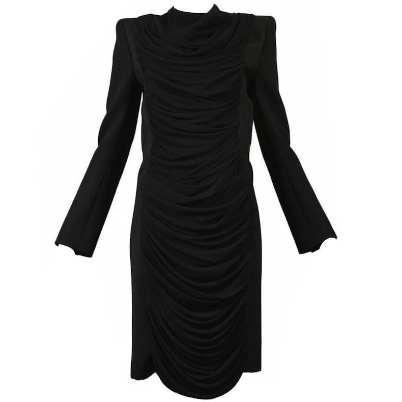 Balenciaga Black Drape Coat For Sale