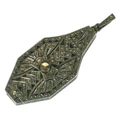 Art Deco Marcasite Lorgnette Pendant 5