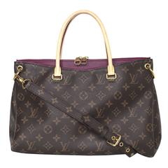 Louis Vuitton Monogram Pallas Tragetasche mit Himbeerlederbesatz und Monogramm