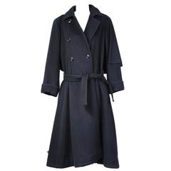 Yves Saint Laurent Soft Wool Coat with Capelet 1980s