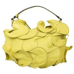 Valentino Ruffled Yellow Leather Handbag 8
