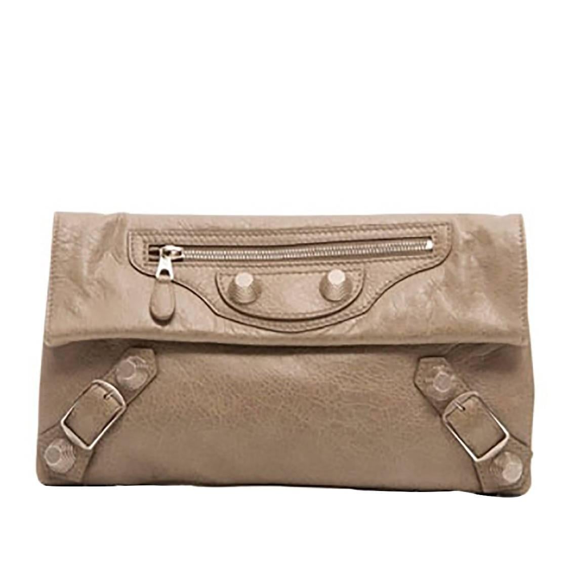 Balenciaga Silver and Grey Envelope Clutch