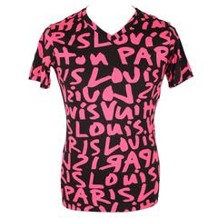 LOUIS VUITTON Stephen Sprouse GRAFFITI T SHIRT Black & Pink XS 2