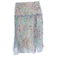 Emilio Pucci Signature Print Silk Chiffon Plissee Skirt 8