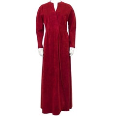 Retro 1970's Halston Red Ultra Suede Gown 