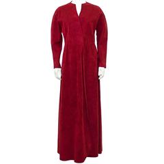 1970's Halston Red Ultra Suede Gown 9