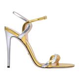 Gucci NEW Silver Gold Metallic Strappy Evening Sandals Heels in Box at  1stDibs | gold and silver sandals, gold silver heels, gold evening sandals