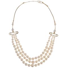 Used Vivienne Westwood NEW Gold Multi Strand Pearl Evening Necklace