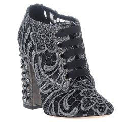Dolce & Gabbana NEW & SOLD OUT Black Gray Lace Evening Ankle Booties in Box