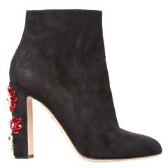 Dolce & Gabbana NEW & SOLD OUT Black Suede Crystal Ankle Booties in Box