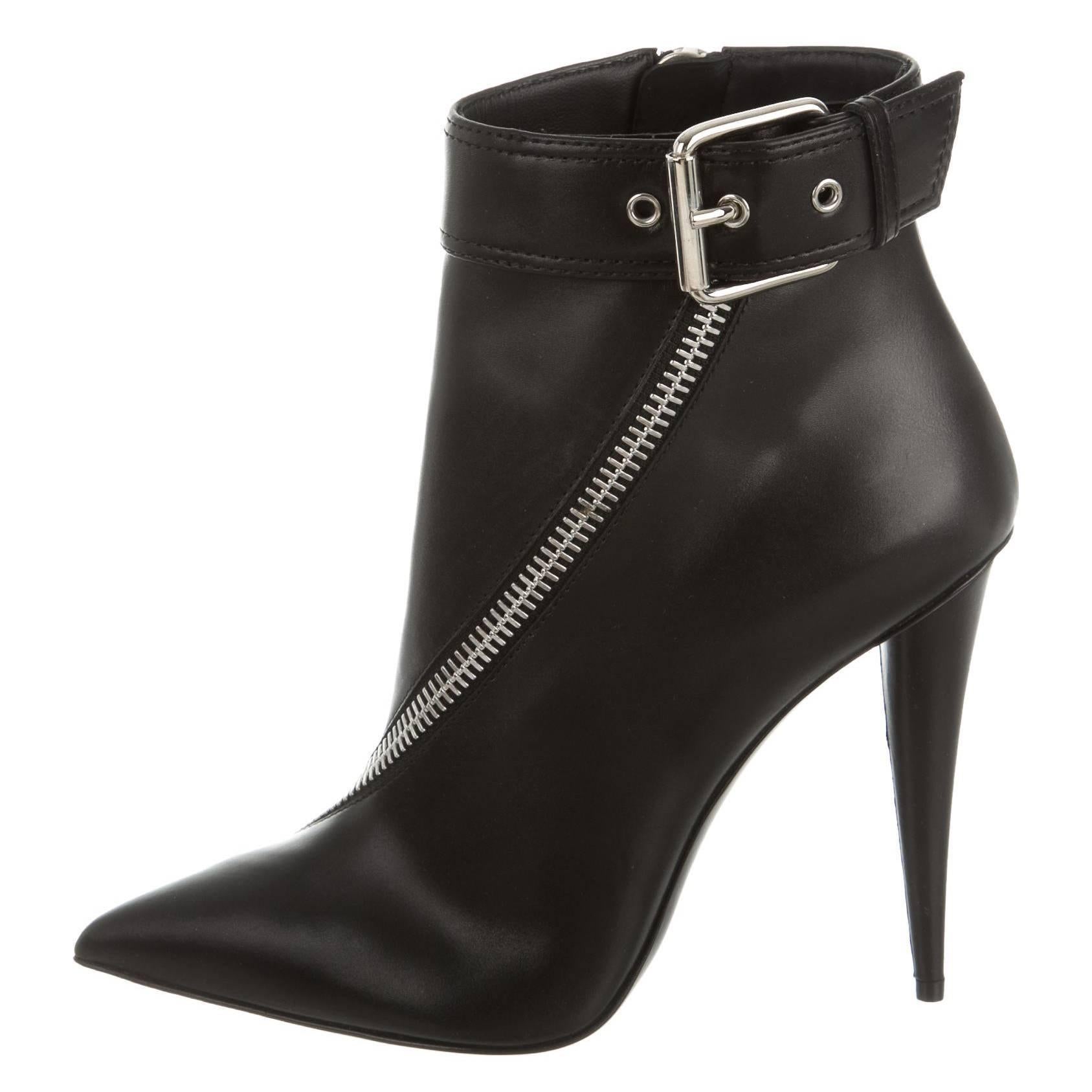 Giuseppe Zanotti NEW & SOLD OUT Black Leather Silver Ankle Booties in Box
