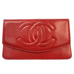 Chanel Leather Red Clutch Wallet in Box 4