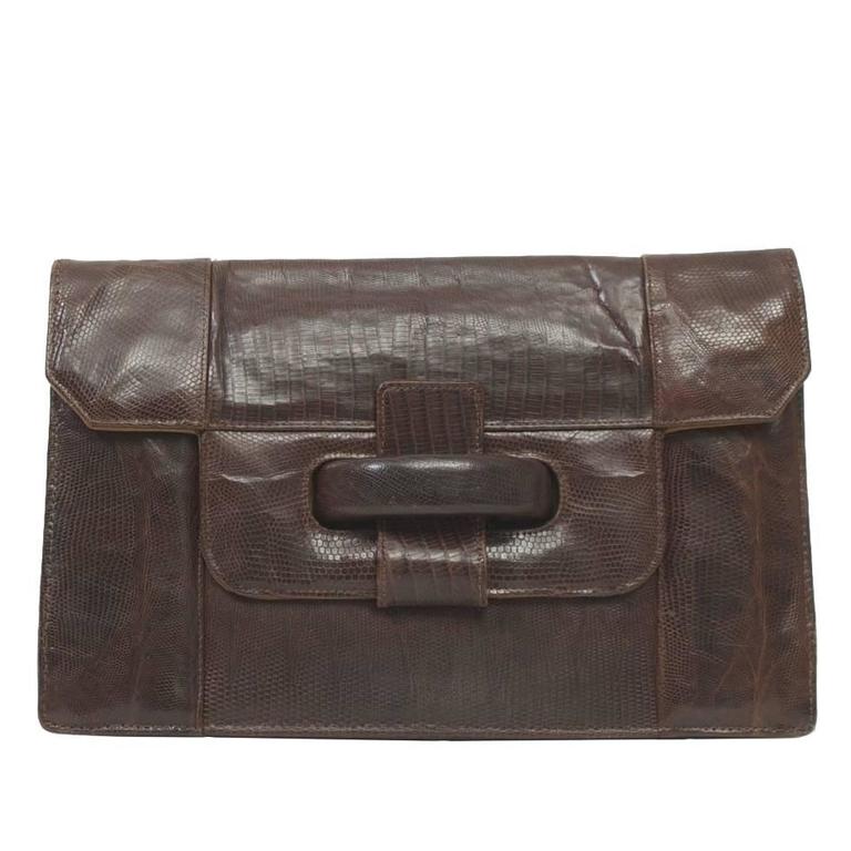 Large Maroon Lizard Clutch For Sale at 1stDibs