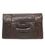 Grande pochette en lézard marron
