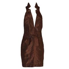 Gucci Tom Ford Spring 2003 Chocolate Brown Taffeta Dress