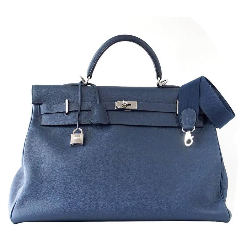 HERMES Kelly Voyage 50 cm Blue de 