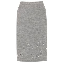 GIVENCHY COUTURE A/W 1998 ALEXANDER McQUEEN Gray Cut Work Knit Pencil Skirt