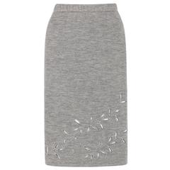 GIVENCHY COUTURE A/W 1998 ALEXANDER McQUEEN Gray Cut Work Knit Pencil Skirt 11