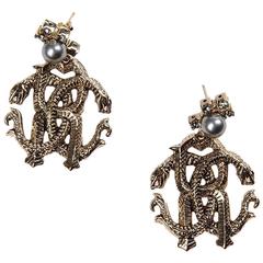 Roberto Cavalli NEW & SOLD OUT Logo Dangle Drop Evening Earrings