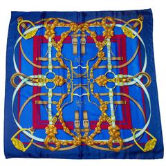 Hermes Blue Grand Manege 90cm Silk Scarf