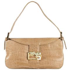 Fendi Crocodile Leather Crystal Lizard Baguette Shoulder Bag 12