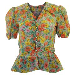 1940's Floral Silk Blouse 10